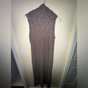 Long line gray turtleneck dress with split (S)